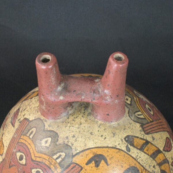 Pre-Columbian Nazca Ceramic Ritual Bottle with Insect Motifs - Image 9