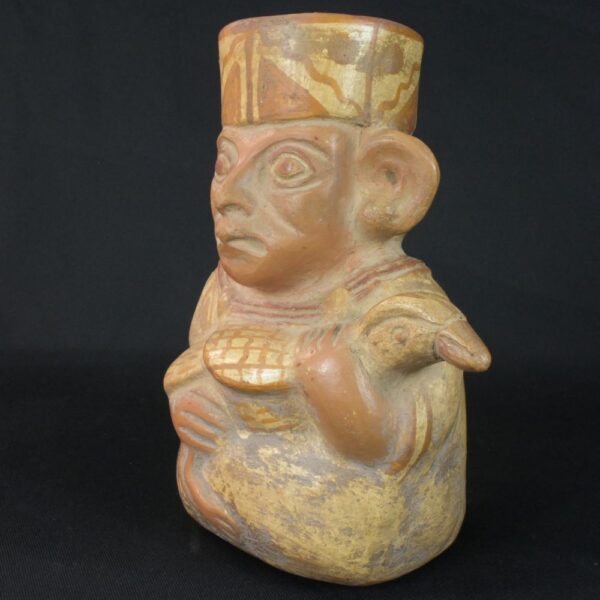Pre-Columbian Moche Ceremonial Vessel with Bird Motif - Image 2