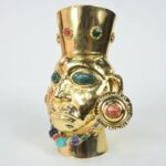 Luxurious Gold-Plated Vase with Precious Gem Inlays - Imagen 2