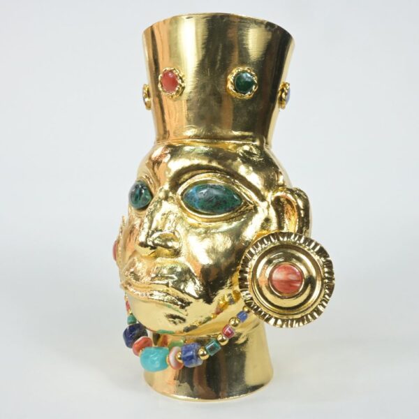 Luxurious Gold-Plated Vase with Precious Gem Inlays - Image 2