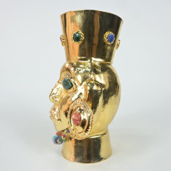 Luxurious Gold-Plated Vase with Precious Gem Inlays - Image 3