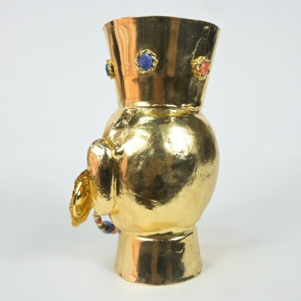 Luxurious Gold-Plated Vase with Precious Gem Inlays - Image 4