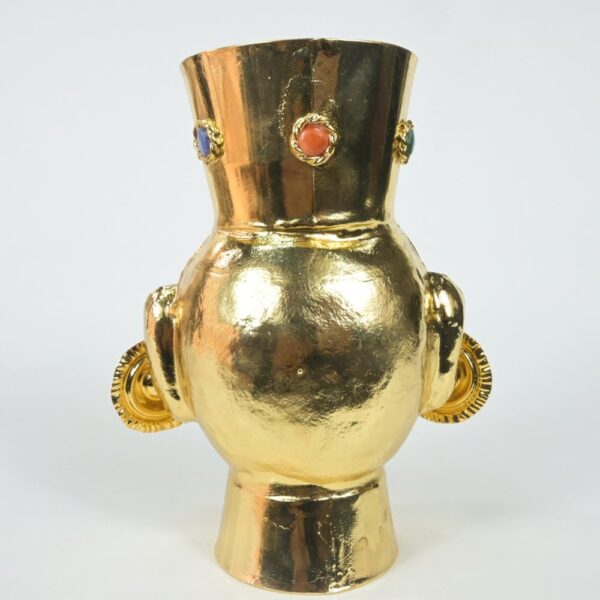 Luxurious Gold-Plated Vase with Precious Gem Inlays - Image 5