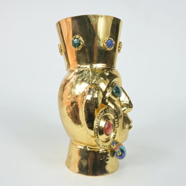 Luxurious Gold-Plated Vase with Precious Gem Inlays - Image 7
