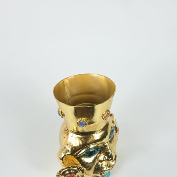 Luxurious Gold-Plated Vase with Precious Gem Inlays - Image 9