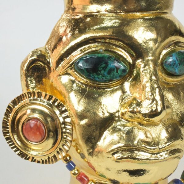 Luxurious Gold-Plated Vase with Precious Gem Inlays - Image 11