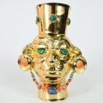Luxurious Gold-Plated Vase with Precious Stones