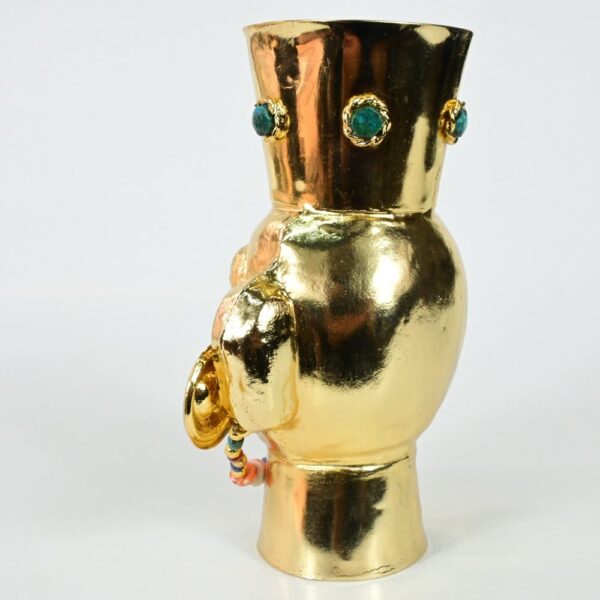 Luxurious Gold-Plated Vase with Precious Stones - Image 4