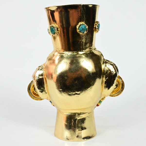 Luxurious Gold-Plated Vase with Precious Stones - Image 5