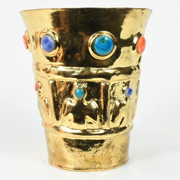 Gold-Plated Luxury Goblet with Precious Stone Inlays - Image 3