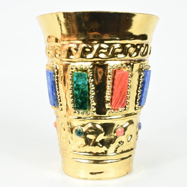 Gold-Plated Decorative Vase with Precious Stones - Image 2