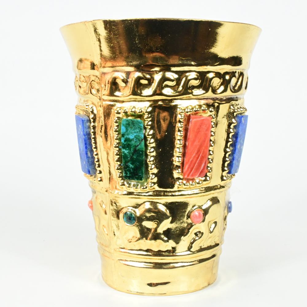 DSC_7021 Gold-Plated Decorative Vase with Precious Stones - Imagen 1