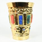 Gold-Plated Decorative Vase with Precious Stones - Imagen 3