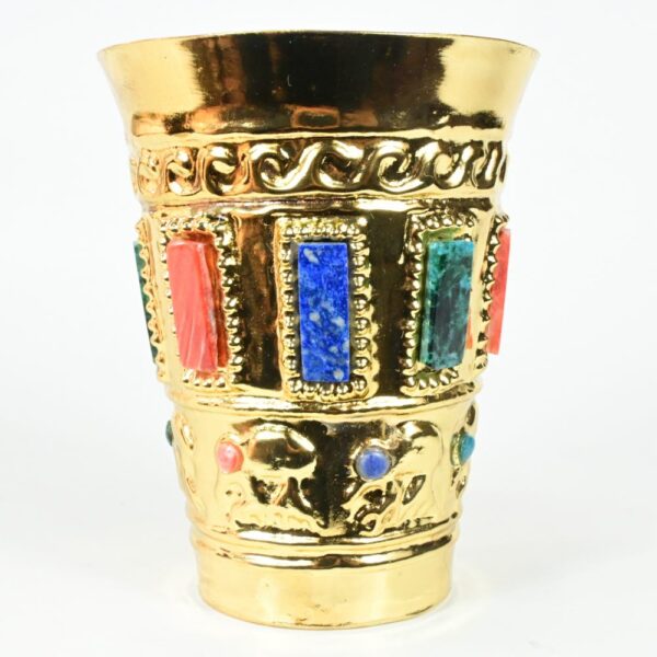 Gold-Plated Decorative Vase with Precious Stones - Image 3