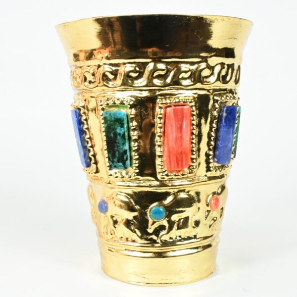 Gold-Plated Decorative Vase with Precious Stones - Image 4