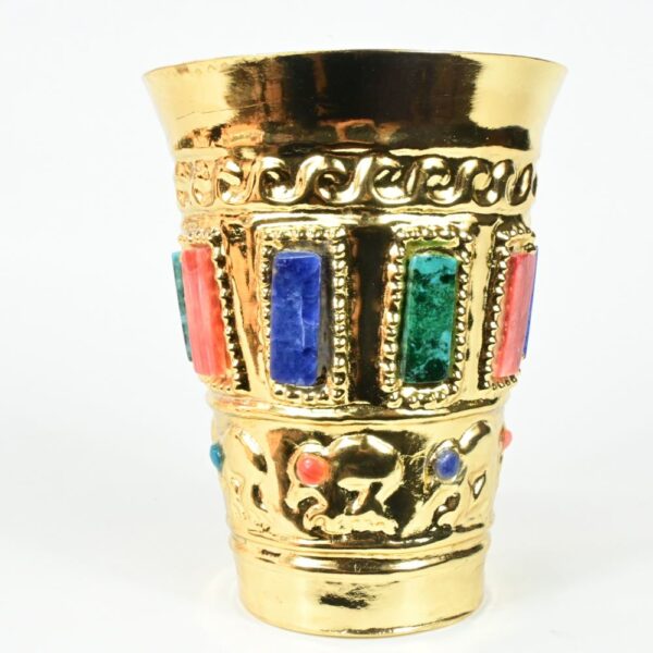 Gold-Plated Decorative Vase with Precious Stones - Image 5
