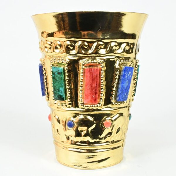 Gold-Plated Decorative Vase with Precious Stones - Image 6