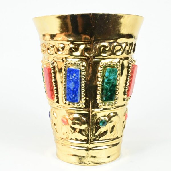 Gold-Plated Decorative Vase with Precious Stones - Image 7
