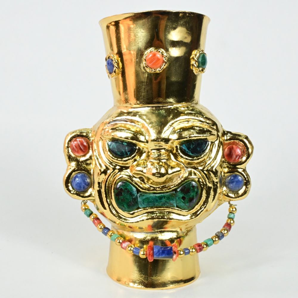 DSC_7030 Gold-Plated Vase with Precious Stone Inlays - Imagen 1