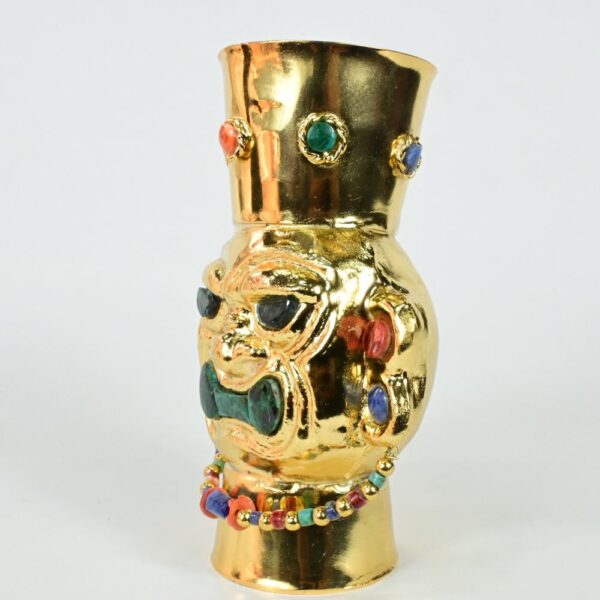 Gold-Plated Vase with Precious Stone Inlays - Image 2