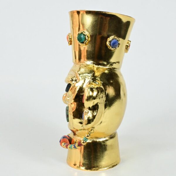 Gold-Plated Vase with Precious Stone Inlays - Image 3