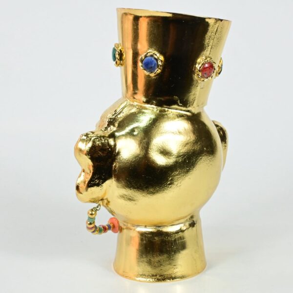Gold-Plated Vase with Precious Stone Inlays - Image 4