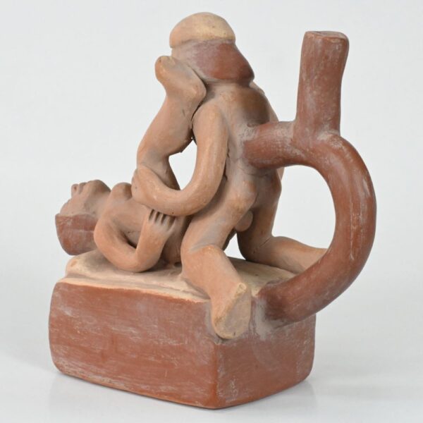 Handcrafted Moche Erotic Ceramic Bottle - Unique Art Piece - Image 2