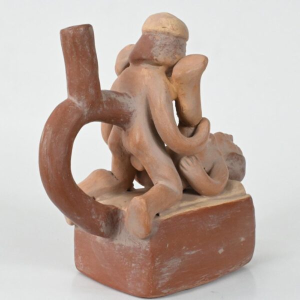 Handcrafted Moche Erotic Ceramic Bottle - Unique Art Piece - Image 4