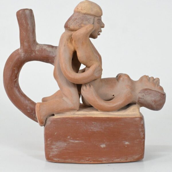 Handcrafted Moche Erotic Ceramic Bottle - Unique Art Piece - Image 5