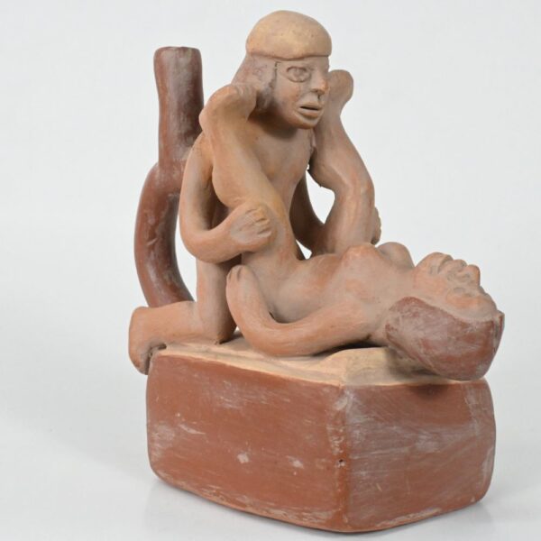 Handcrafted Moche Erotic Ceramic Bottle - Unique Art Piece - Image 6
