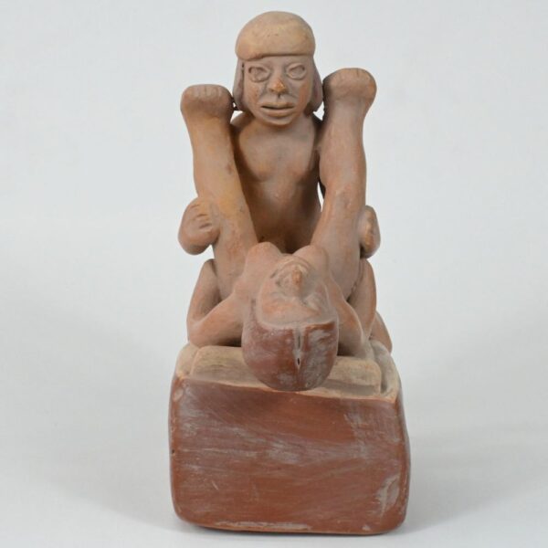 Handcrafted Moche Erotic Ceramic Bottle - Unique Art Piece - Image 7