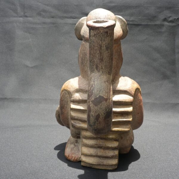 Pre-Columbian Moche Warrior Ceramic Bottle - Image 4
