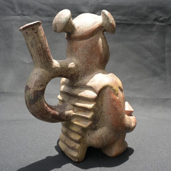 Pre-Columbian Moche Warrior Ceramic Bottle - Image 5