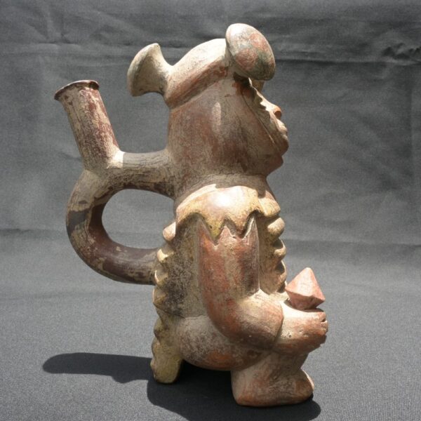 Pre-Columbian Moche Warrior Ceramic Bottle - Image 6
