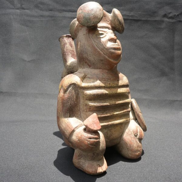 Pre-Columbian Moche Warrior Ceramic Bottle - Image 7