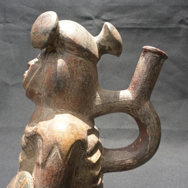 Pre-Columbian Moche Warrior Ceramic Bottle - Image 13