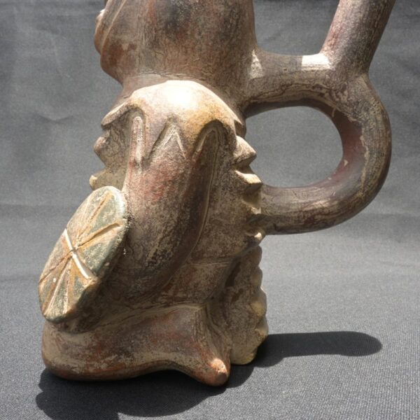 Pre-Columbian Moche Warrior Ceramic Bottle - Image 14