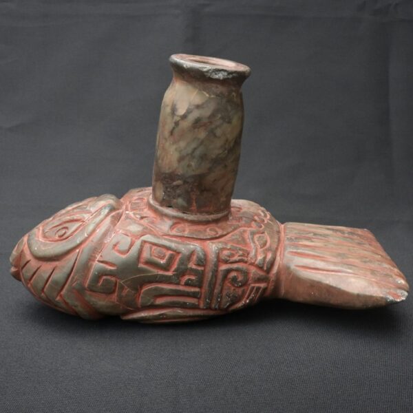 Pre-Columbian Chavin Stone Bottle - Carnivorous Fish Design - Image 2