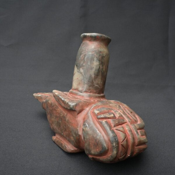 Pre-Columbian Chavin Stone Bottle - Carnivorous Fish Design - Image 7