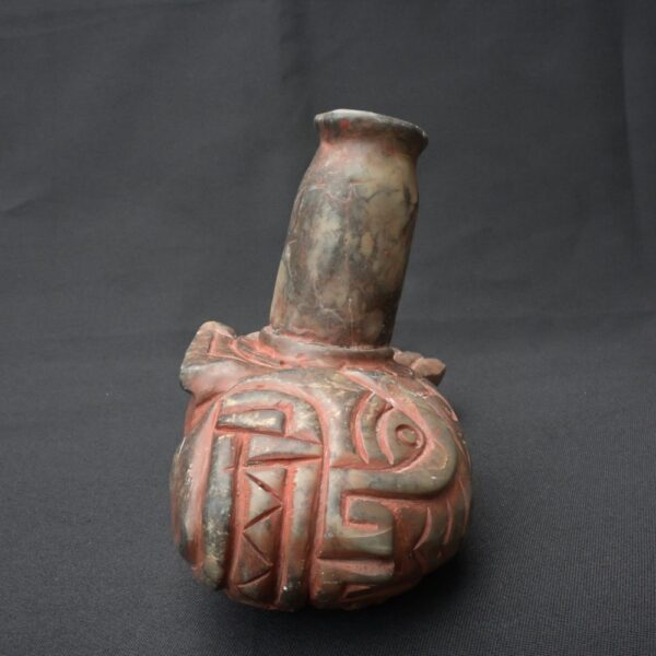 Pre-Columbian Chavin Stone Bottle - Carnivorous Fish Design - Image 8