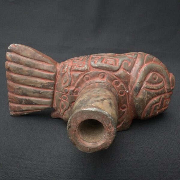 Pre-Columbian Chavin Stone Bottle - Carnivorous Fish Design - Image 10