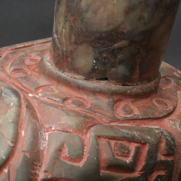 Pre-Columbian Chavin Stone Bottle - Carnivorous Fish Design - Image 17