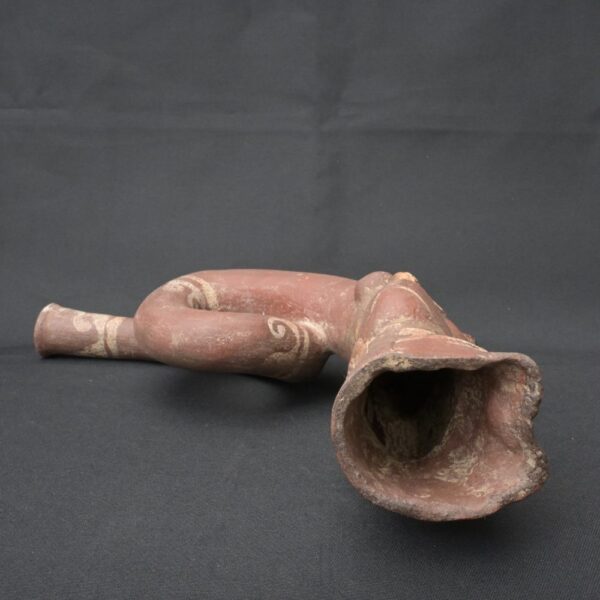 Pre-Columbian Moche Ceramic Trumpet with Human Figure Design - Image 6