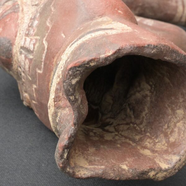 Pre-Columbian Moche Ceramic Trumpet with Human Figure Design - Image 13