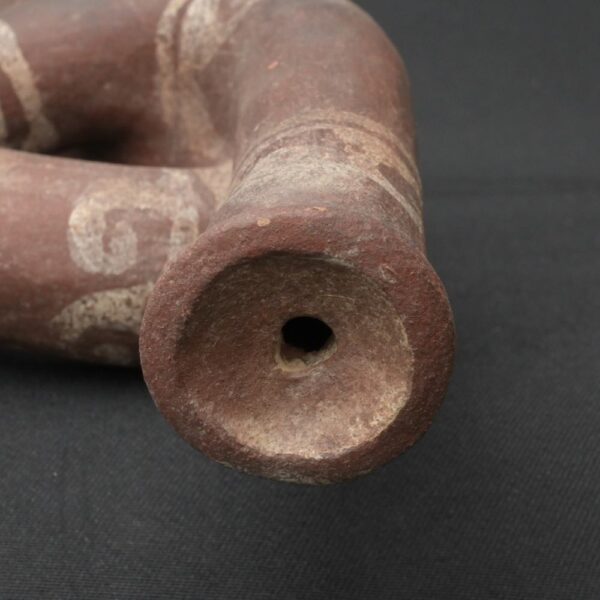 Pre-Columbian Moche Ceramic Trumpet with Human Figure Design - Image 15