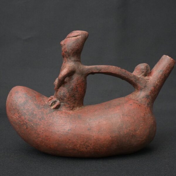 Pre-Columbian Moche Ceramic Whistle with Human Figure - Image 2