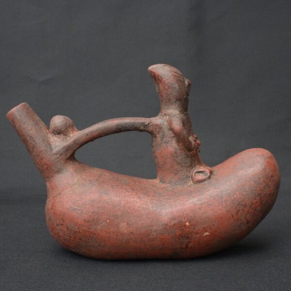 Pre-Columbian Moche Ceramic Whistle with Human Figure - Image 6