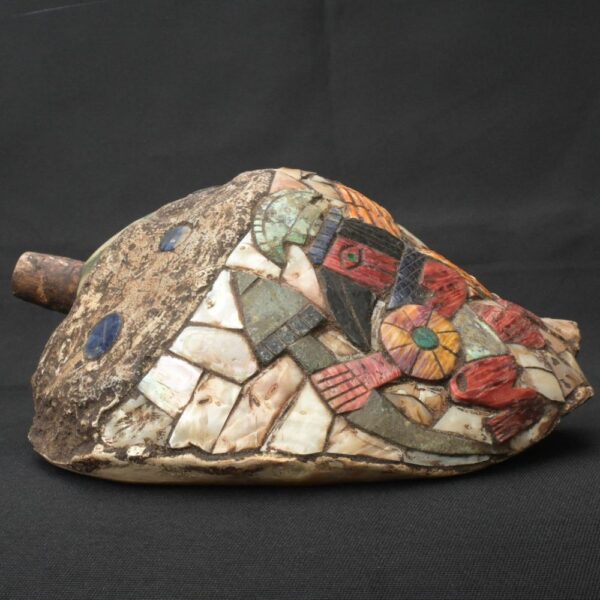 Precolumbian Moche Pututu with Gemstone Inlays - Image 2