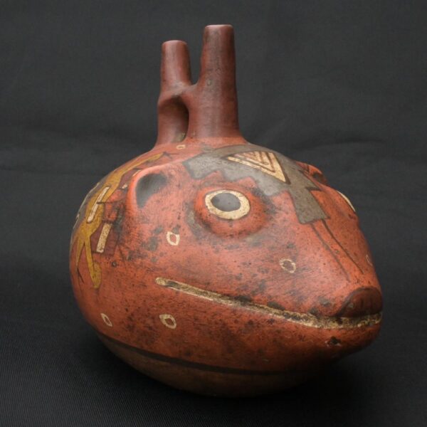 Pre-Columbian Nasca Ritual Ceramic Bottle with Animal Design - Image 7