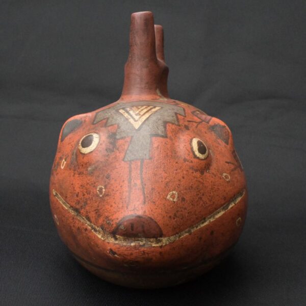 Pre-Columbian Nasca Ritual Ceramic Bottle with Animal Design - Image 8